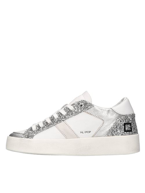Sneakers in pelle e glitter D.A.T.E. | HILL HALF POPBIANCO-ARGENTO
